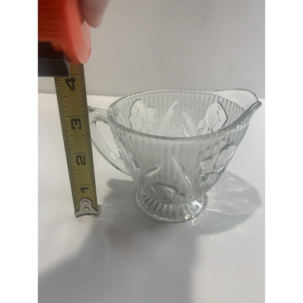 Iris & Herringbone Depression Glass Creamer Jeanette Glass 3" - Picture 6 of 6